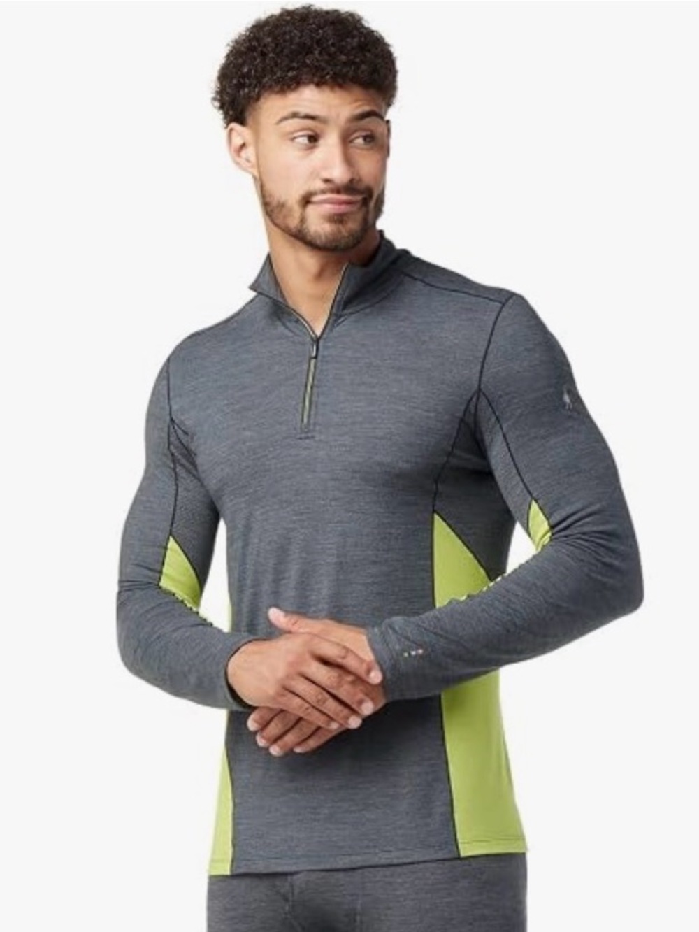 Smartwool Men’s Merino Sport Long Sleeve 150 Gray 1/4 Zip Shirt Pullover
